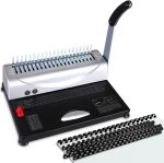 MAKEASY Binding Machine for LTR / A4, 21-Hole, Manual Paper Punch Binder, Book Binding Materials Kit with 100PCS 3/8'' PVC Comb Bindings Spines